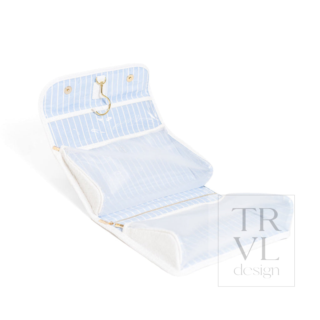 LUXE Hanging Toiletry Case - WOVEN BLANC - Cosmetic & Toiletry Bags