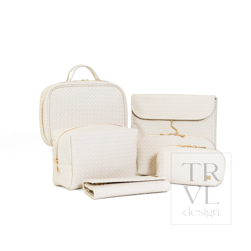 LUXE Hanging Toiletry Case - WOVEN SAND - Cosmetic & Toiletry Bags
