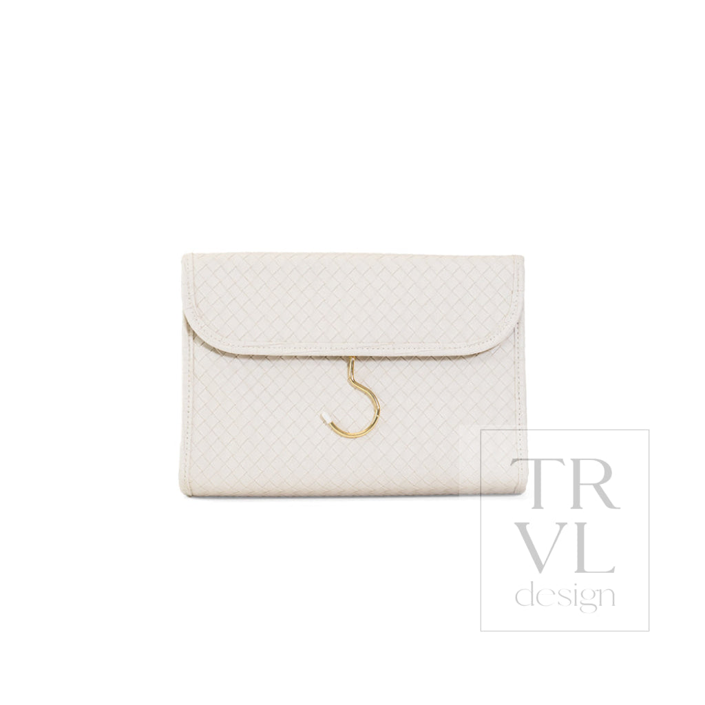 LUXE Hanging Toiletry Case - WOVEN SAND - Cosmetic & Toiletry Bags