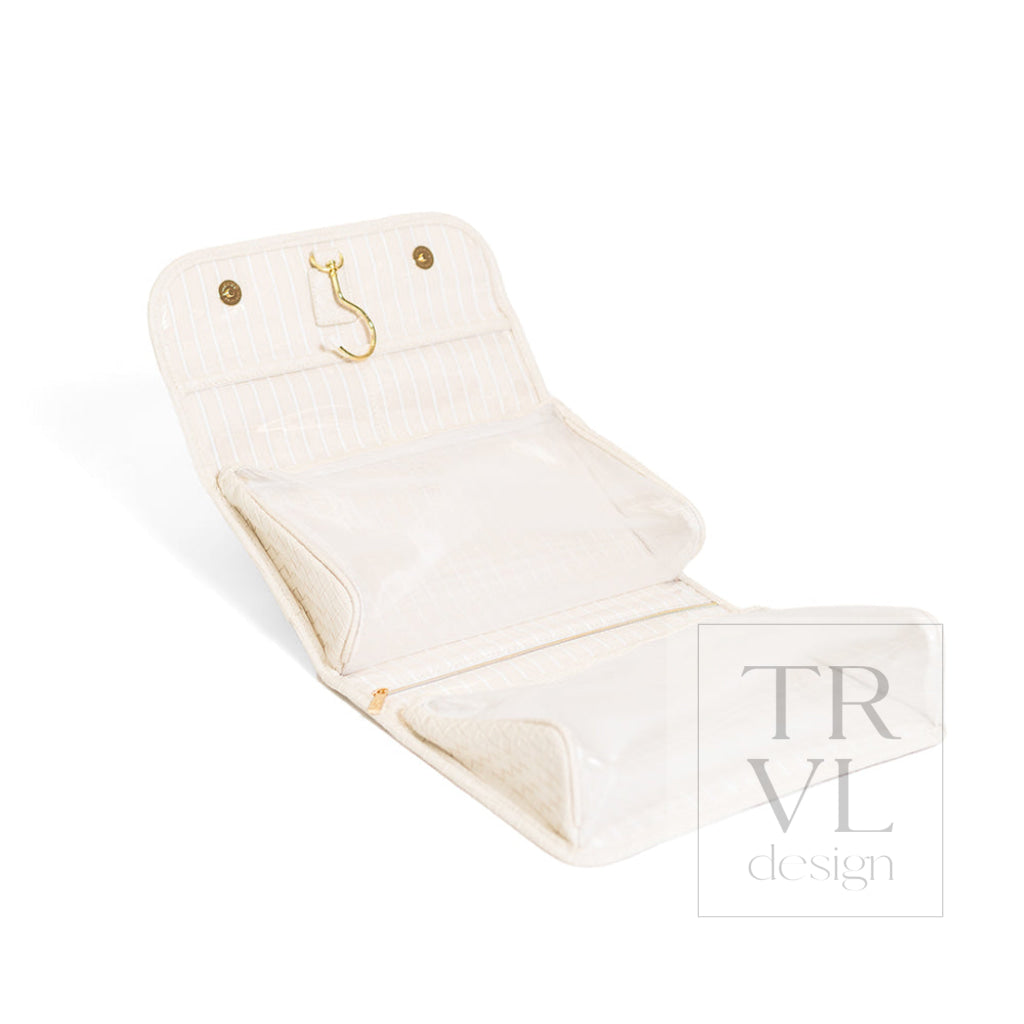 LUXE Hanging Toiletry Case - WOVEN SAND - Cosmetic & Toiletry Bags