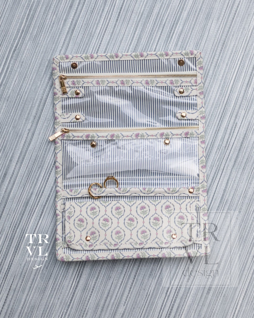 Luxe Jewelry Wallet - Antibes With Navy Pinstripe Liner *New!