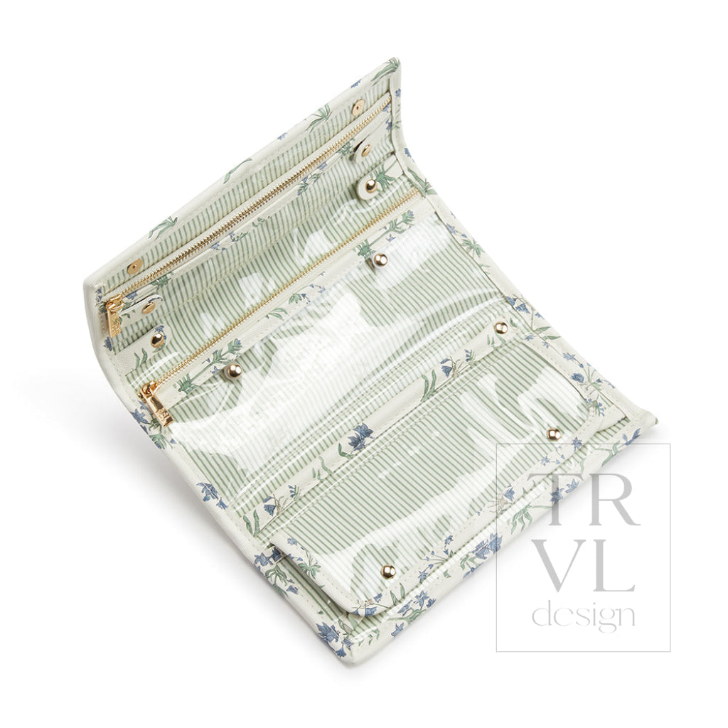 Luxe Jewelry Wallet - Provence With Green Pinstripe Liner