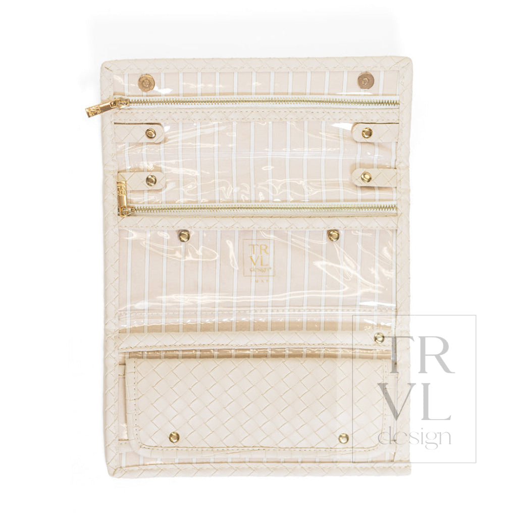 LUXE JEWELRY WALLET - WOVEN SAND - Jewelry Holders