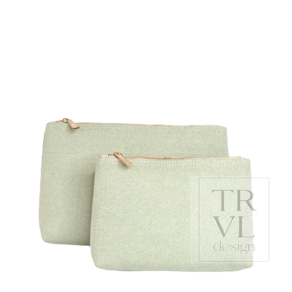 LUXE LINEN DUO SET - GRASS - Cosmetic & Toiletry Bags