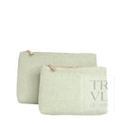 LUXE LINEN DUO SET - GRASS - Cosmetic & Toiletry Bags