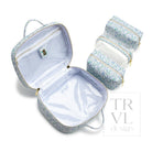 LUXE TRVL 2 Cosmetic Toiletry Case - HAMPTONS FLORAL with Chambray Pinstripe Liner - Cosmetic & Toiletry Bags