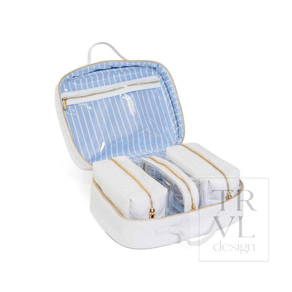 LUXE TRVL2 Cosmetic Toiletry Case - WOVEN BLANC - Cosmetic & Toiletry Bags