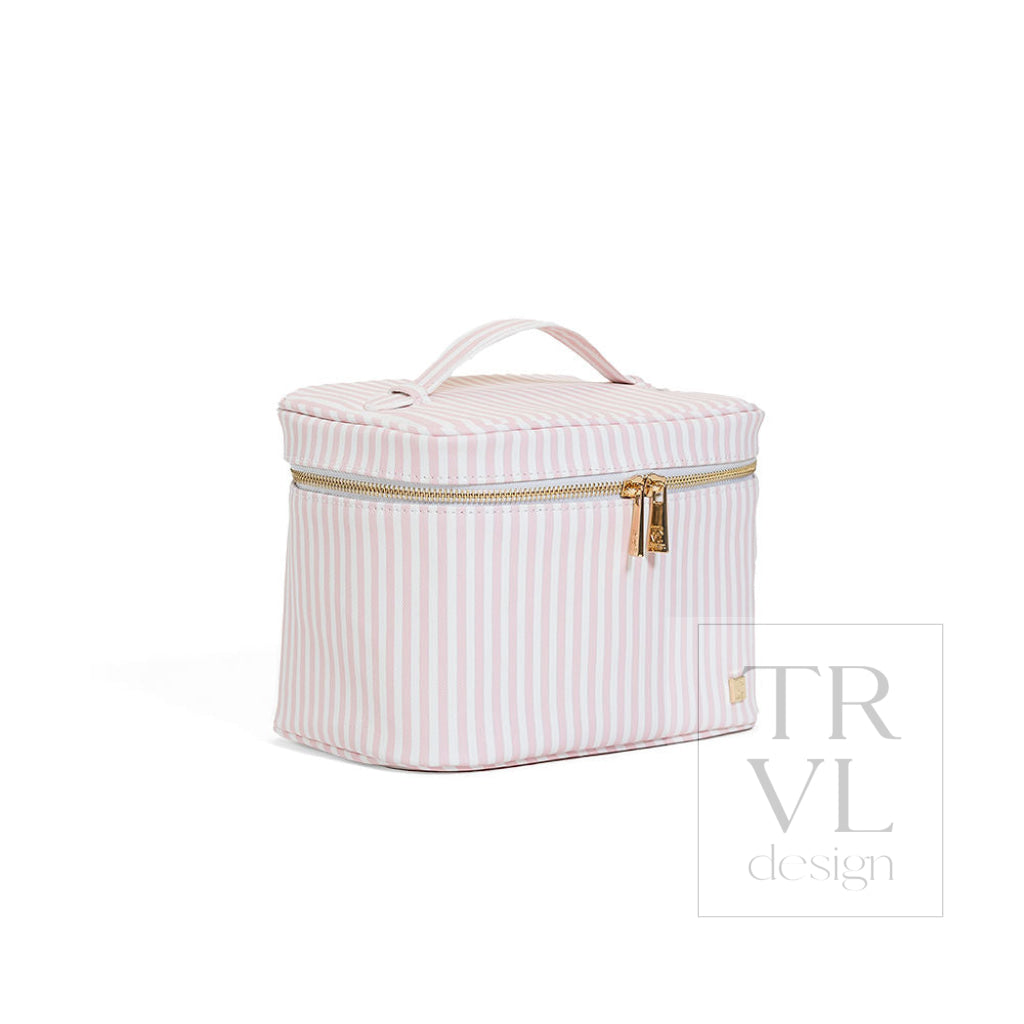 LUXE VANITY TRAIN CASE - PIMLICO STRIPE PINK - Cosmetic & Toiletry Bags