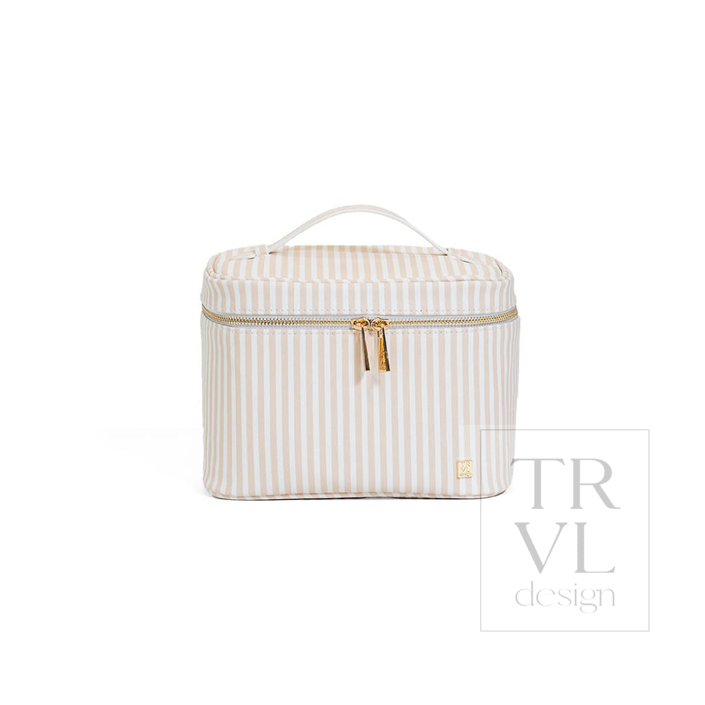 LUXE VANITY TRAIN CASE - PIMLICO STRIPE SAND - Cosmetic & Toiletry Bags