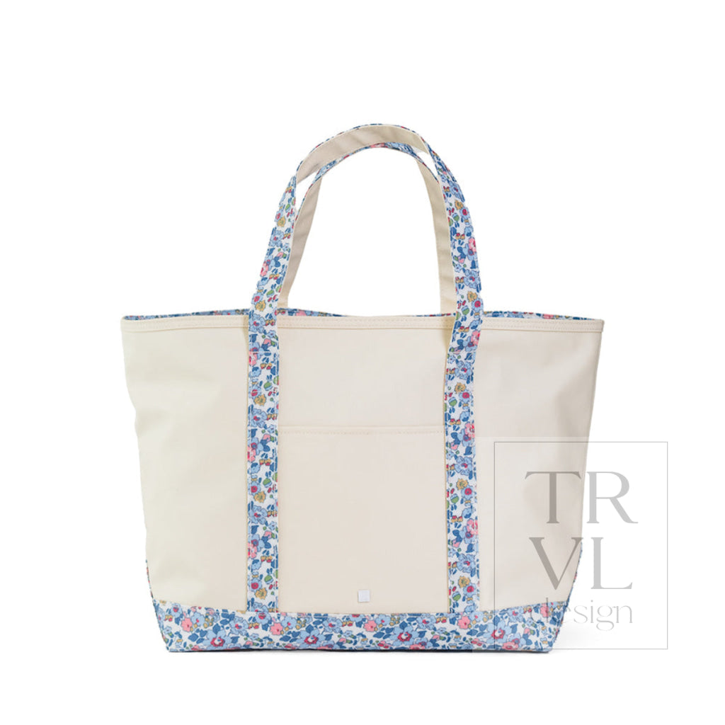 MAXI TOTE - COATED CANVAS Large NATURAL With BRIDGEHAMPTON TRIM - Tote Bags