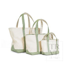 MAXI TOTE - COATED CANVAS Large NATURAL With GINGHAM MOSS TRIM - Tote Bags