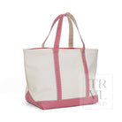 MAXI TOTE - COATED CANVAS Large NATURAL With GINGHAM RED TRIM - Tote Bags