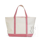 MAXI TOTE - COATED CANVAS Large NATURAL With GINGHAM RED TRIM - Tote Bags