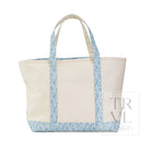 MAXI TOTE - COATED CANVAS Large NATURAL With HAMPTONS FLORAL TRIM *ETA Ship 7/15 - Tote Bags