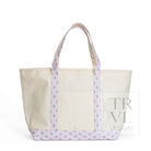 MAXI TOTE - COATED CANVAS Large NATURAL With PETITE FLEUR PINK TRIM - Tote Bags