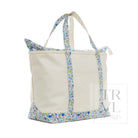 Maxi Tote - Coated Canvas Large Natural With Posies Trim