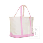MAXI TOTE - COATED CANVAS NAT With GINGHAM PINK TRIM - Tote Bags