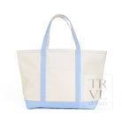 MAXI TOTE - COATED CANVAS NATURAL with SKY TRIM - Tote Bags