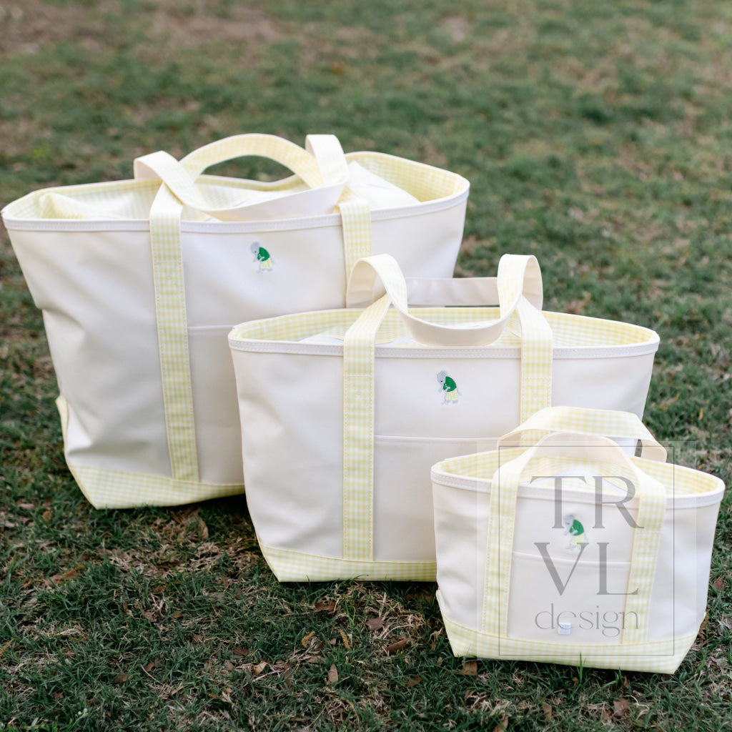 MAXI TOTE - ERNIE COATED CANVAS NATURAL with BUTTERCUP TRIM - Tote Bags
