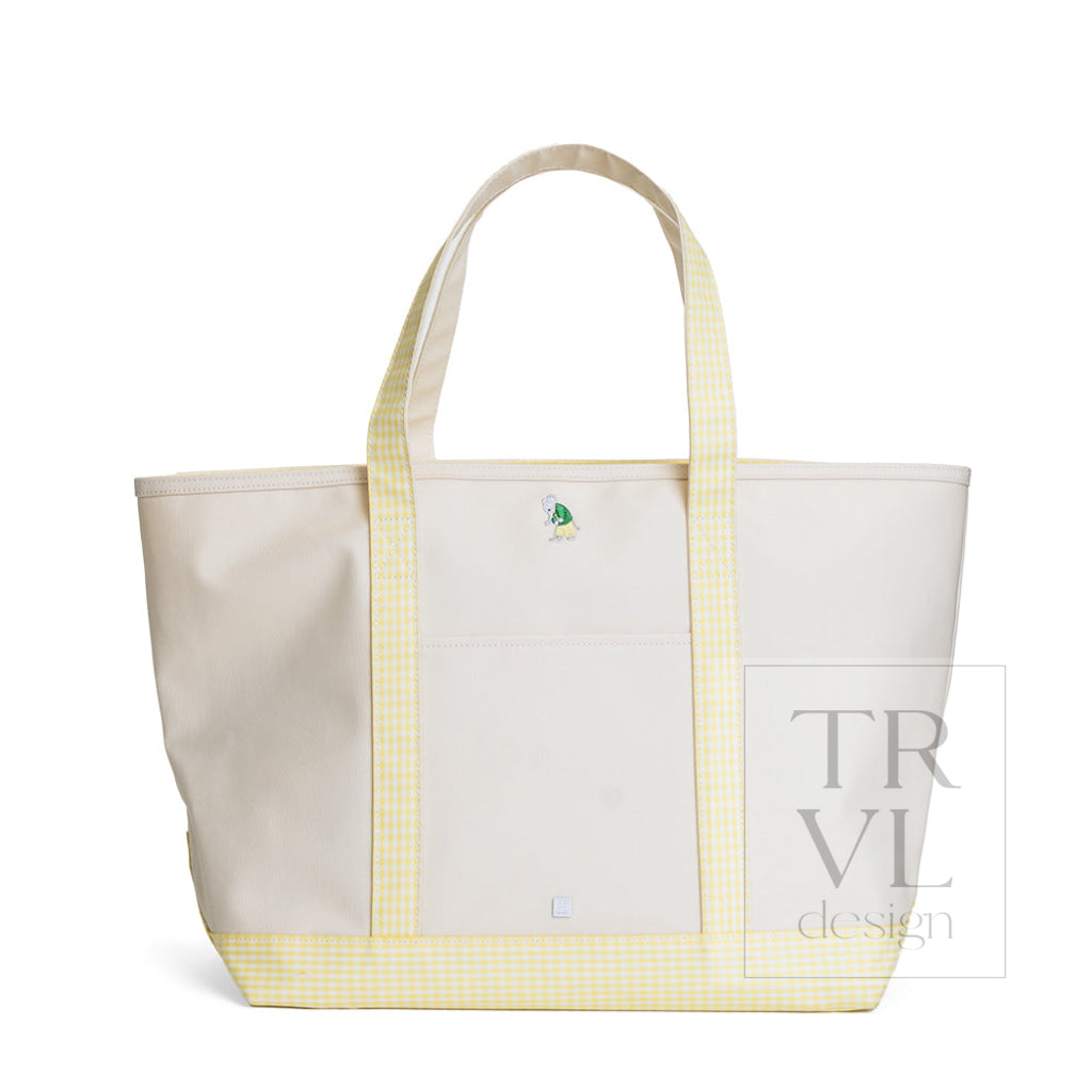 MAXI TOTE - ERNIE COATED CANVAS NATURAL with BUTTERCUP TRIM - Tote Bags