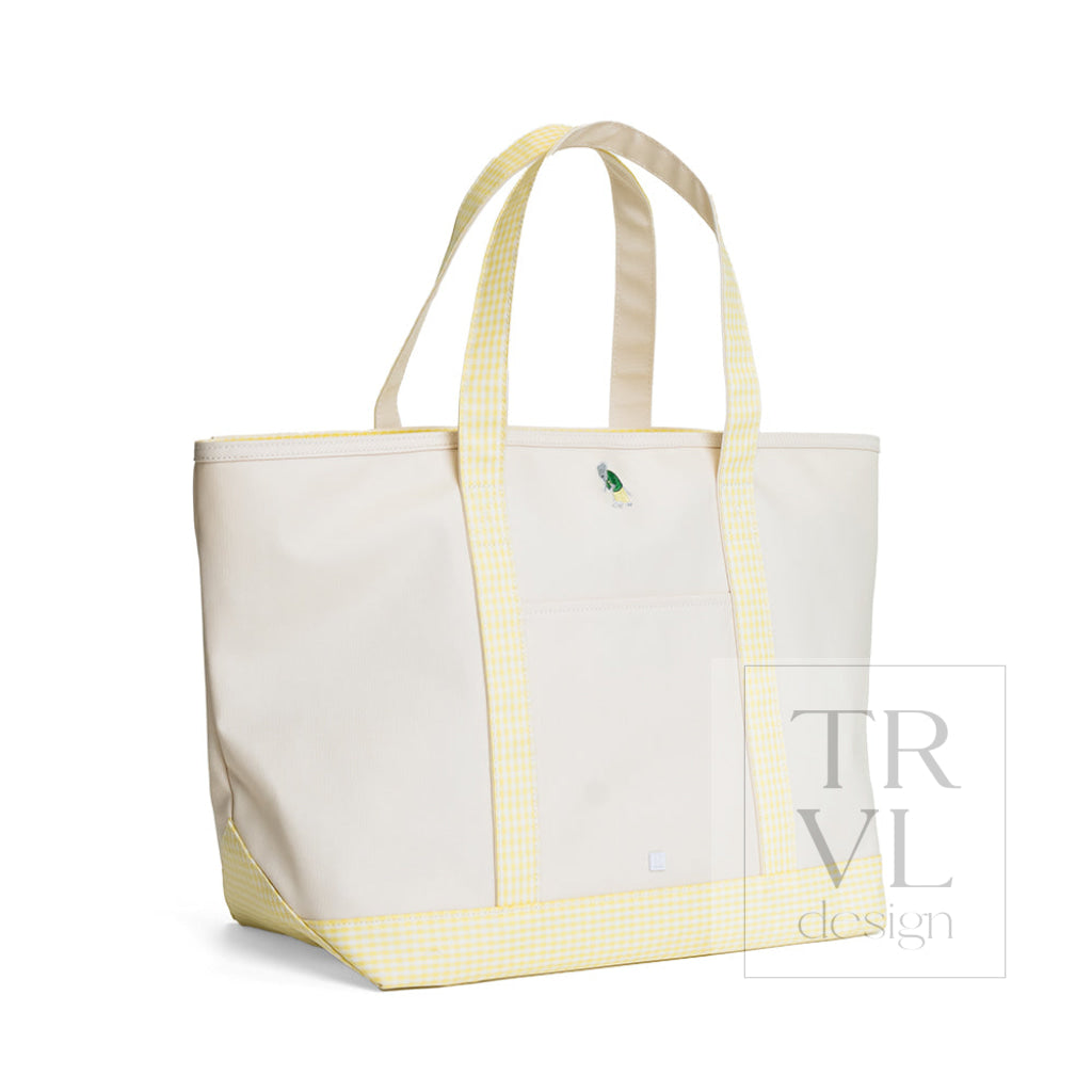 MAXI TOTE - ERNIE COATED CANVAS NATURAL with BUTTERCUP TRIM - Tote Bags