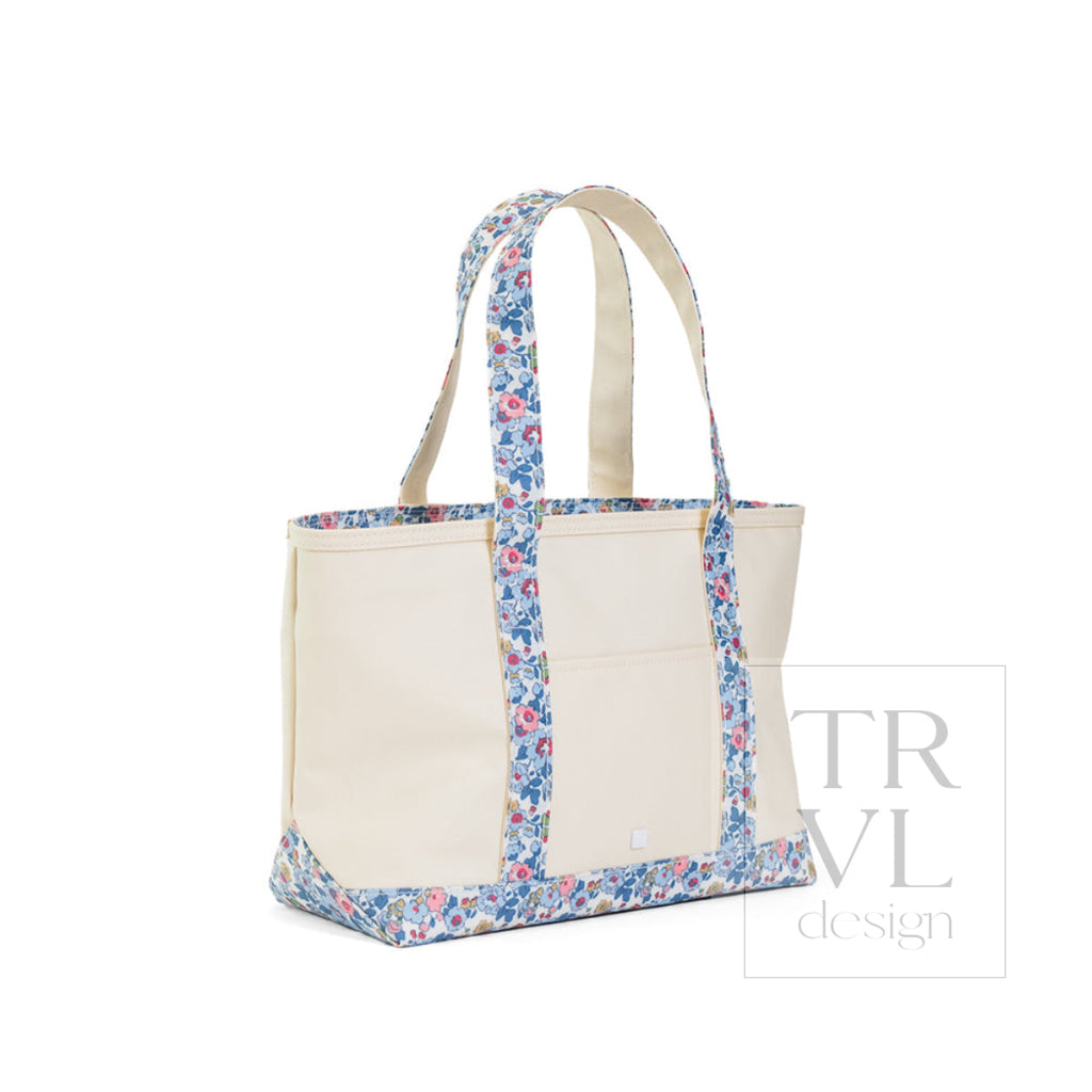 MEDIUM TOTE - COATED CANVAS NATURAL with BRIDGEHAMPTON TRIM - Tote Bags