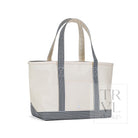 MEDIUM TOTE - COATED CANVAS NATURAL with GINGHAM BLACK TRIM - Tote Bags