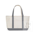 MEDIUM TOTE - COATED CANVAS NATURAL with GINGHAM BLACK TRIM - Tote Bags