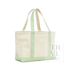 MEDIUM TOTE - COATED CANVAS NATURAL with GINGHAM LEAF TRIM - Tote Bags