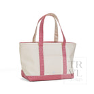 MEDIUM TOTE - COATED CANVAS NATURAL with GINGHAM RED TRIM - Tote Bags