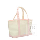MEDIUM TOTE - COATED CANVAS NATURAL with GINGHAM TAFFY TRIM - Tote Bags