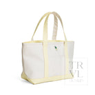 MEDIUM TOTE - ERNIE COATED CANVAS NATURAL with BUTTERCUP TRIM - Tote Bags