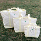 MEDIUM TOTE - ERNIE COATED CANVAS NATURAL with BUTTERCUP TRIM - Tote Bags