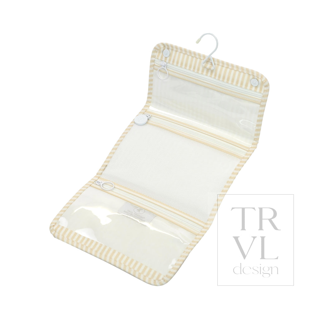 MINI ROLLUP HANGING BAG - PIMLICO STRIPE SAND - Cosmetic & Toiletry Bags