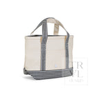 MINI TOTE - COATED CANVAS NATURAL With GINGHAM BLACK TRIM - Tote Bags