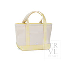 MINI TOTE - COATED CANVAS NATURAL With GINGHAM BUTTERCUP TRIM - Tote Bags