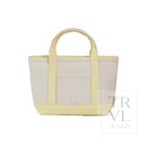 MINI TOTE - COATED CANVAS NATURAL With GINGHAM BUTTERCUP TRIM - Tote Bags