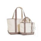 MINI TOTE - COATED CANVAS NATURAL With GINGHAM COCO TRIM - Tote Bags