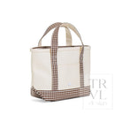 MINI TOTE - COATED CANVAS NATURAL With GINGHAM COCO TRIM - Tote Bags