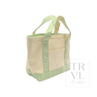 MINI TOTE - COATED CANVAS NATURAL With GINGHAM LEAF TRIM - Tote Bags