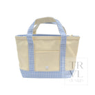 MINI TOTE - COATED CANVAS NATURAL With GINGHAM SKY TRIM - Tote Bags