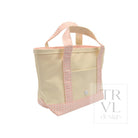 MINI TOTE - COATED CANVAS NATURAL With GINGHAM TAFFY TRIM - Tote Bags