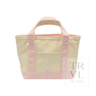 MINI TOTE - COATED CANVAS NATURAL With GINGHAM TAFFY TRIM - Tote Bags