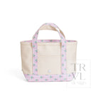 MINI TOTE - COATED CANVAS NATURAL With PETITE FLEUR PINK TRIM - Tote Bags