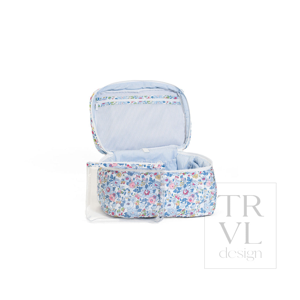 QUILTED TRAIN SET - BRIDGEHAMPTON FLORAL - Cosmetic & Toiletry Bags