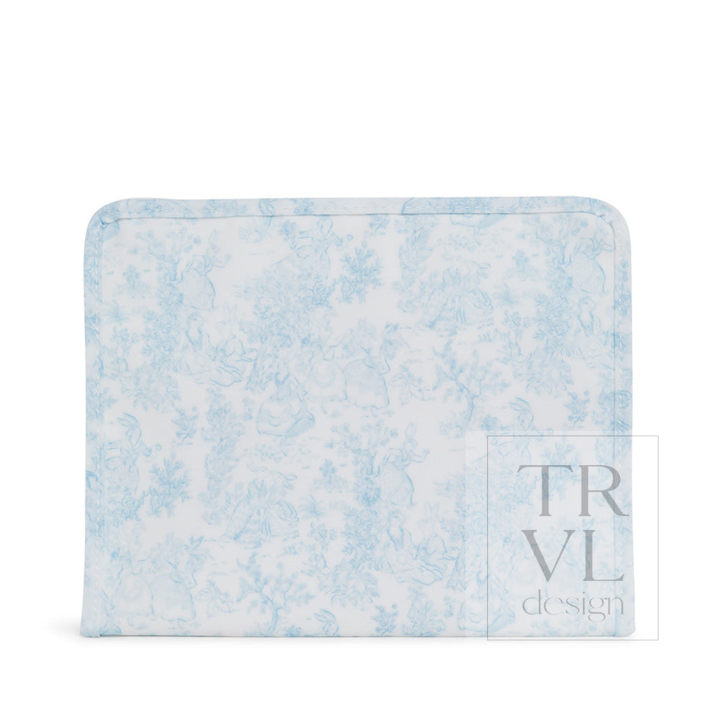 Roadie Large - Bunny Toile Blue Zip Pouch *New!