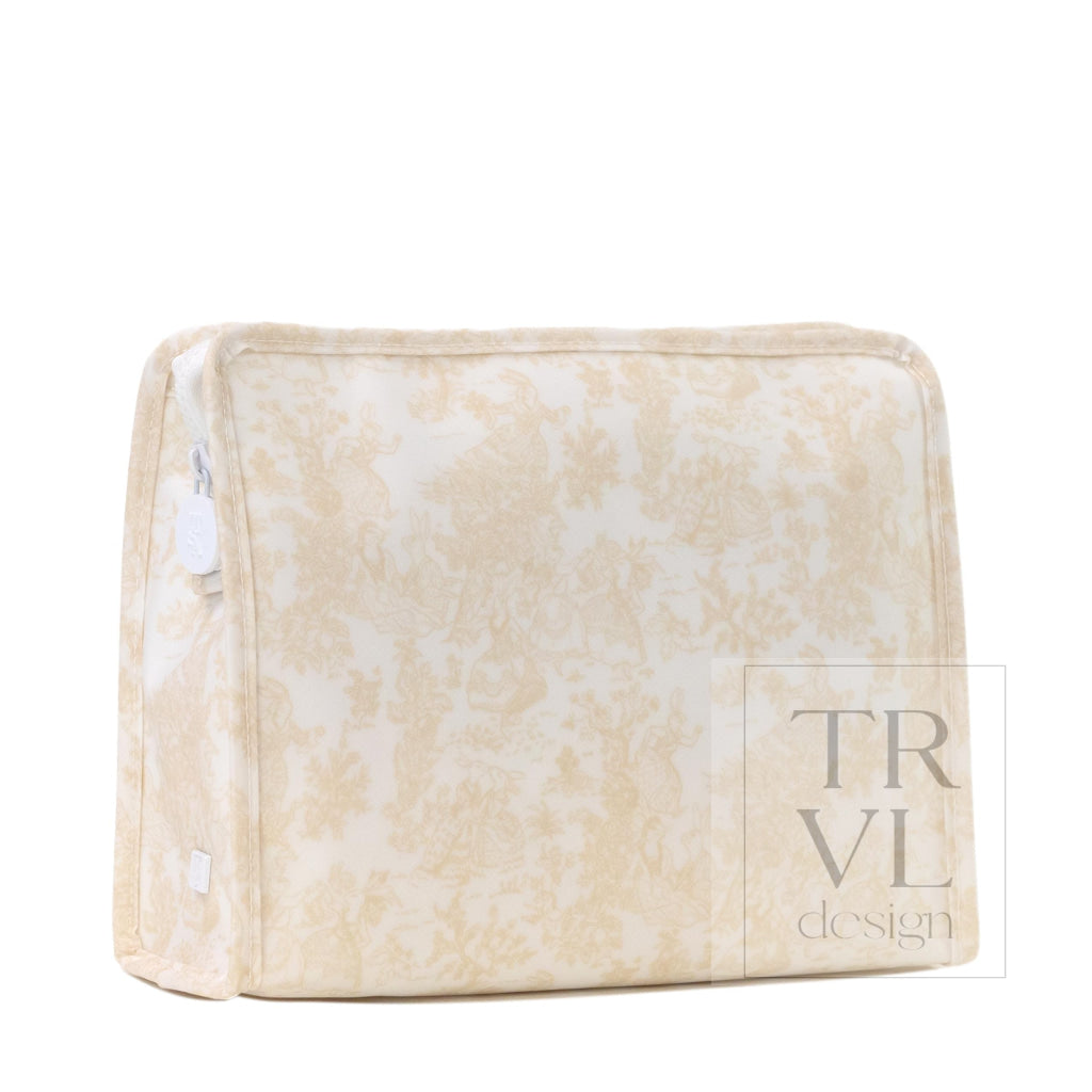ROADIE LARGE Zip Pouch - BUNNY TOILE SAND - Travel Pouches