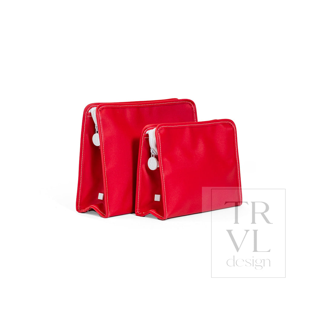 ROADIE LARGE Zip Pouch - COATED CANVAS RED - Travel Pouches
