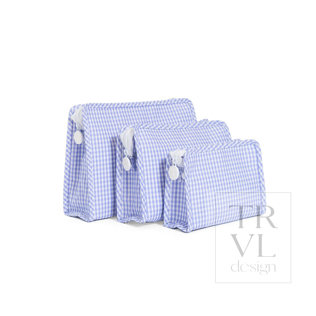 ROADIE LARGE Zip Pouch - GINGHAM LILAC - Travel Pouches