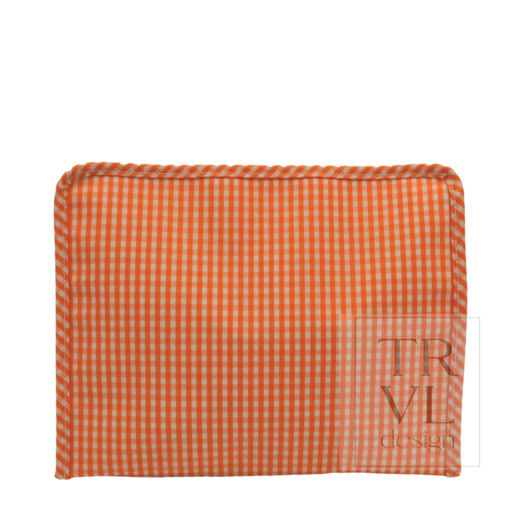 ROADIE LARGE Zip Pouch - GINGHAM ORANGE - Travel Pouches